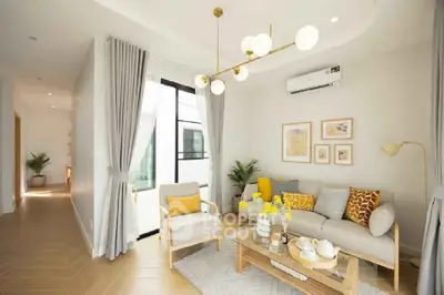 Bright and modern living room with stylish decor and natural light