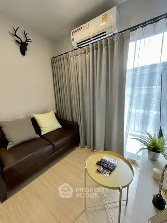 Cozy living room with modern decor and natural light