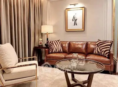 Luxurious living room with elegant leather sofa and stylish decor