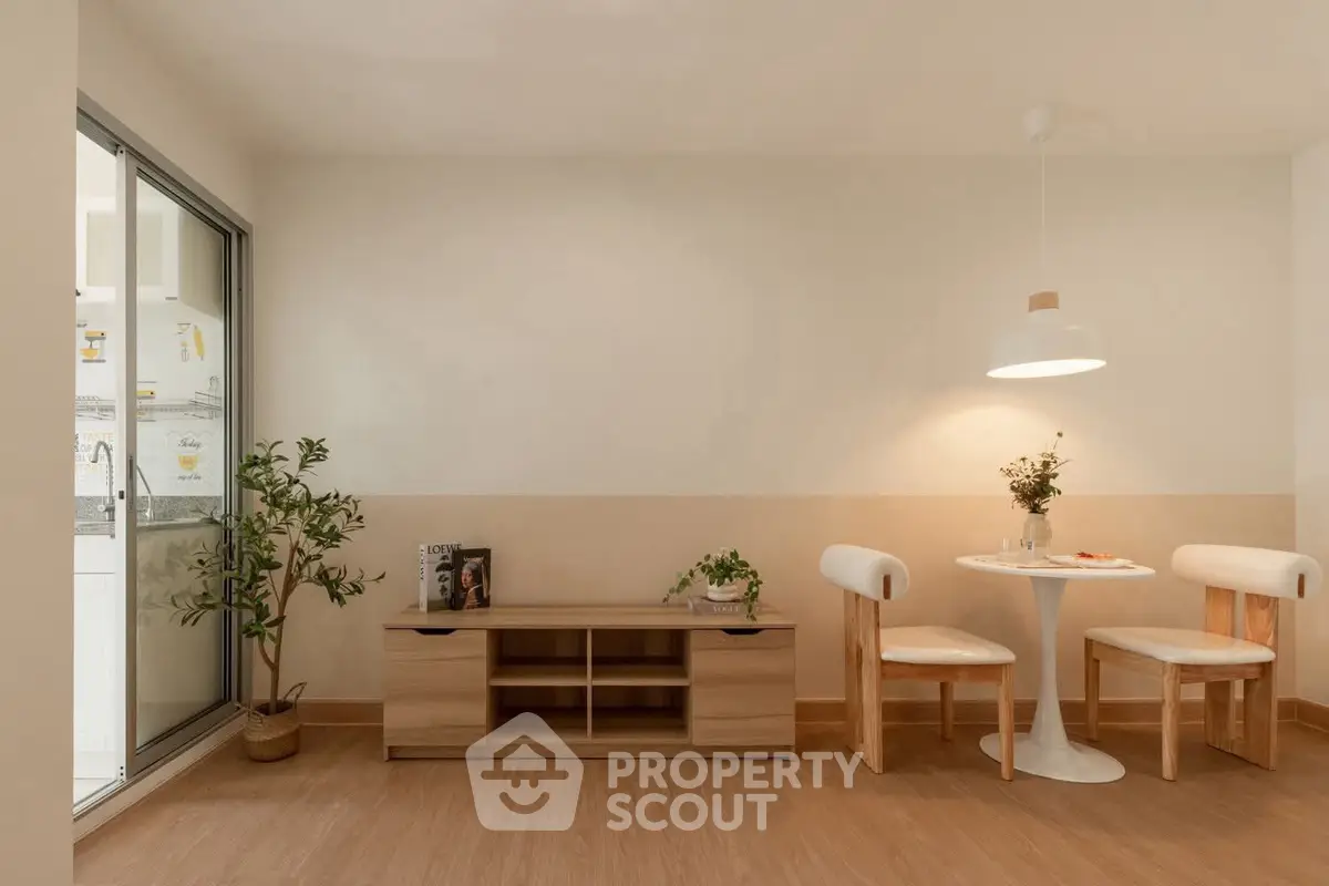 Modern dining area with stylish furniture and natural light