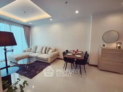 Modern living room with cozy sectional sofa and elegant dining area