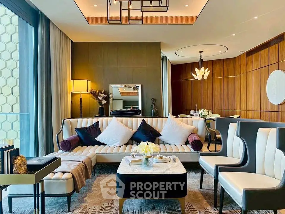 Luxurious modern living room with elegant decor and stylish furniture