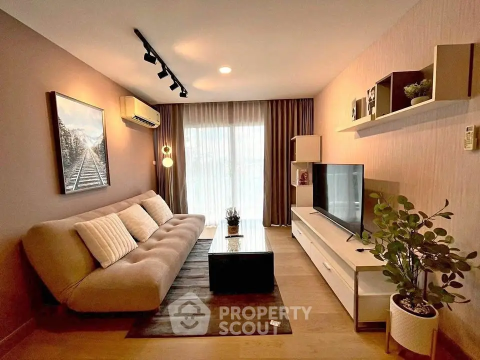 Modern living room with stylish decor and natural light