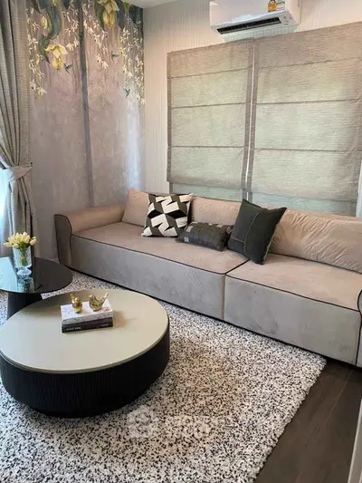 Stylish living room with modern sofa and chic decor