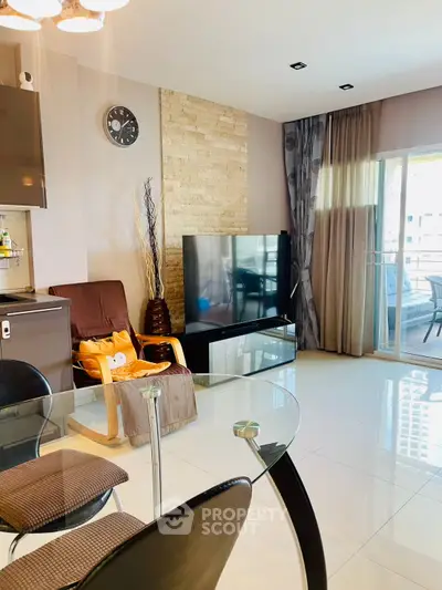 Modern living room with stylish decor and comfortable seating