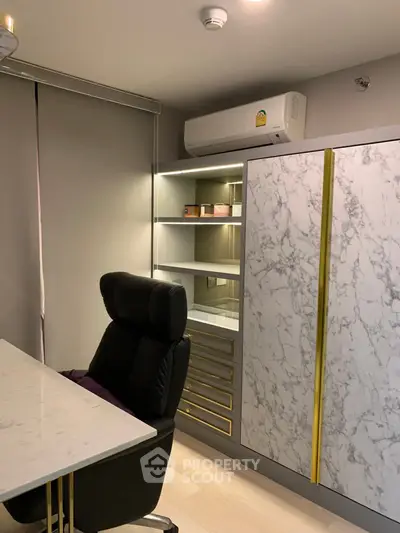 Luxurious home office with marble accents and modern design