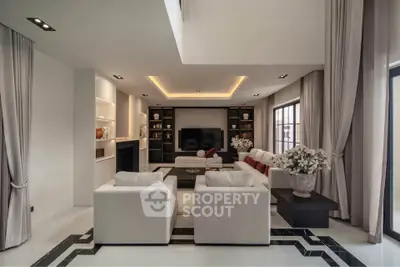 Luxurious modern living room with elegant decor and spacious seating area