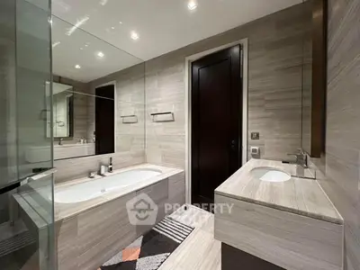Luxurious modern bathroom with elegant bathtub and sleek design