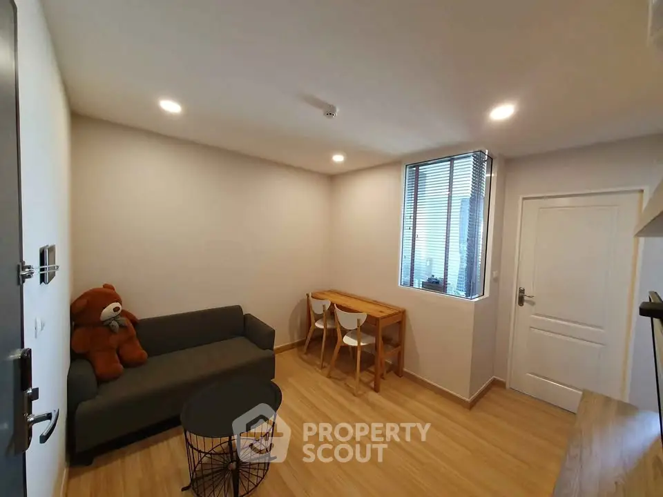 Cozy living room with modern decor and natural light