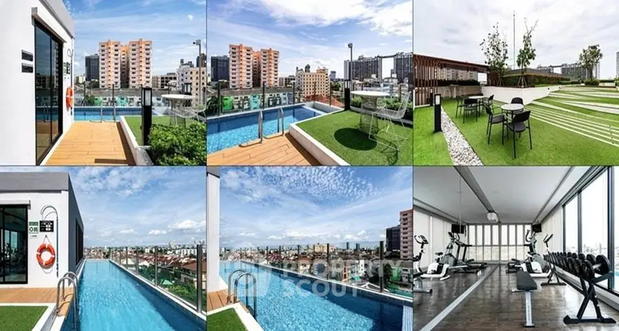 Luxurious rooftop terrace with stunning city views and modern amenities.