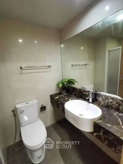 Modern bathroom with sleek design and elegant marble countertop