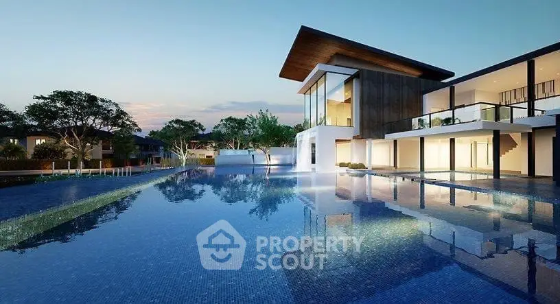 Luxurious modern villa with infinity pool, expansive terrace, and stunning sunset views, perfect for upscale living and entertaining.