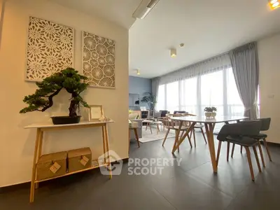 Modern living room with stylish decor and natural light