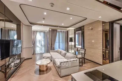 Luxurious modern living room with elegant decor and natural light