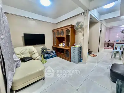 Spacious living room with modern furniture and open layout
