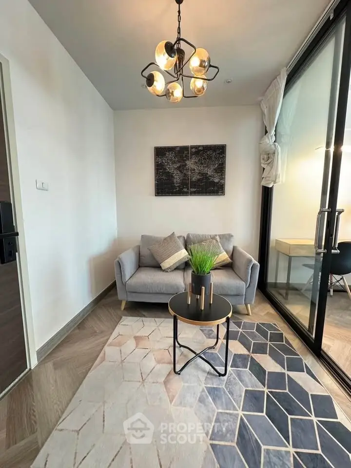 Chic modern living room with stylish decor and cozy seating area, perfect for relaxation and entertaining.