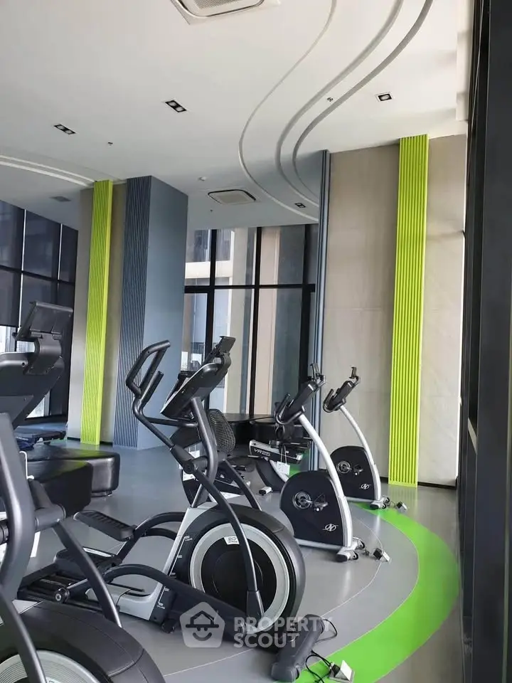 Modern gym with sleek exercise equipment and stylish interior design