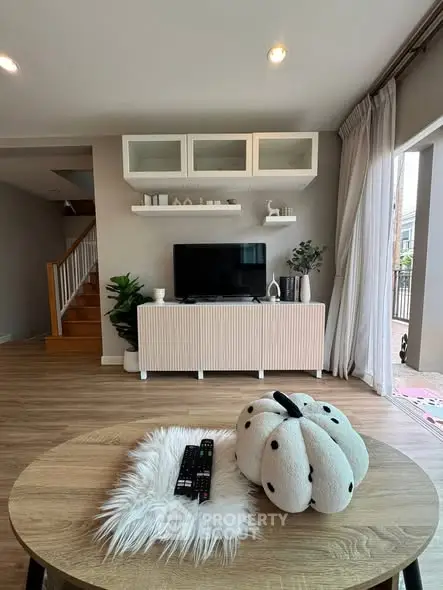 Stylish living room with modern decor and natural light