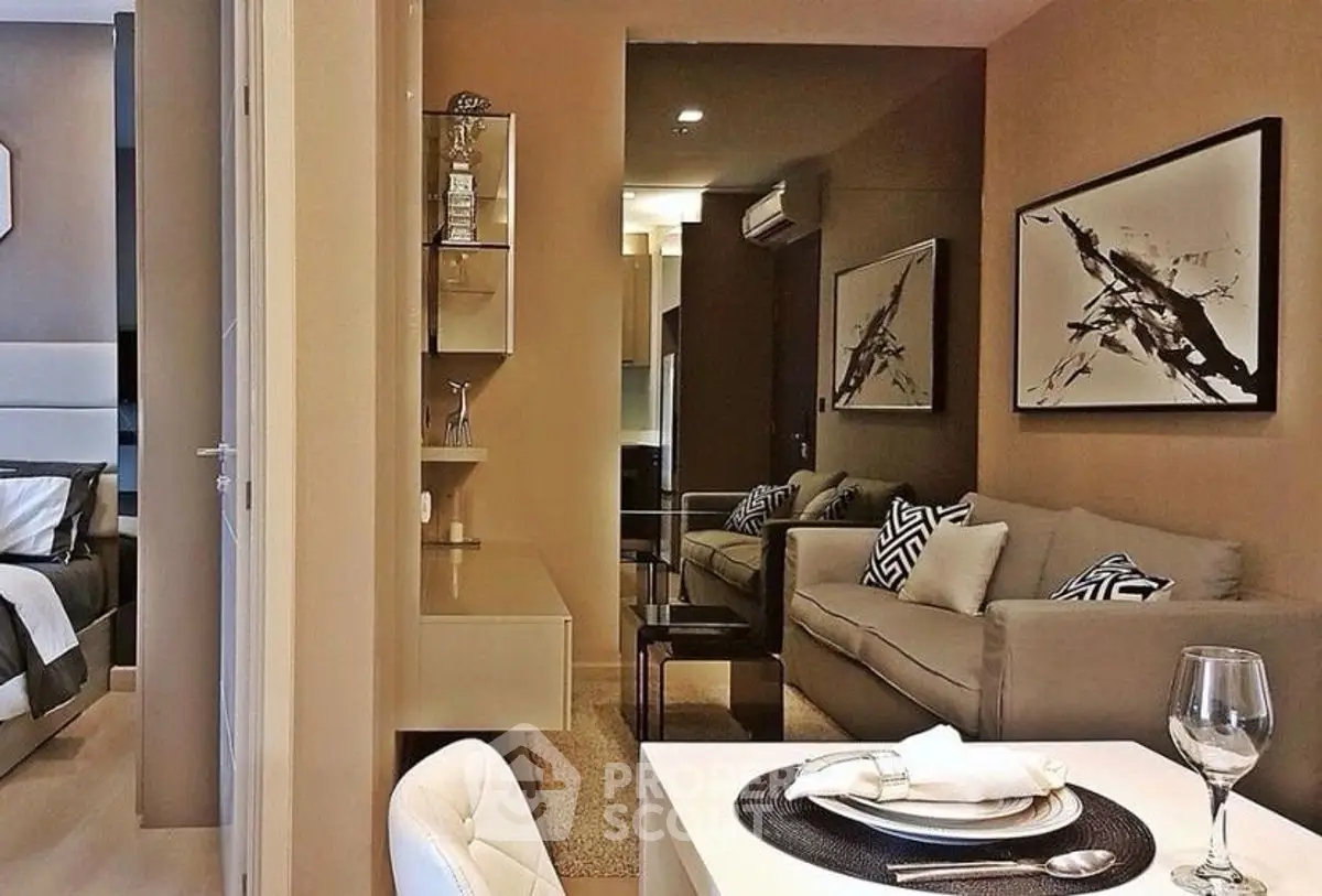 Stylish modern living room with elegant decor and cozy seating area