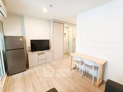 Modern living room with sleek furniture and open layout