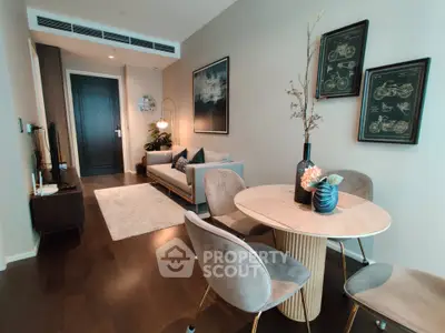 Stylish modern living room with elegant decor and cozy dining area