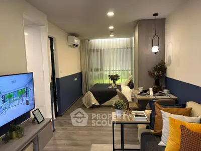 Modern studio apartment with stylish decor and cozy living area