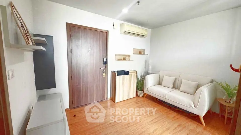 Cozy living room with modern decor and wooden flooring