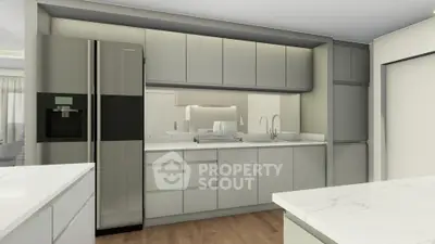 Modern kitchen with sleek cabinetry and stainless steel appliances