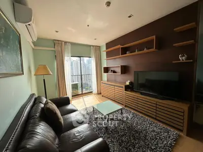 Stylish living room with city view, modern furniture, and elegant decor