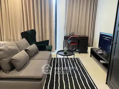 Modern living room with stylish furniture and cozy ambiance