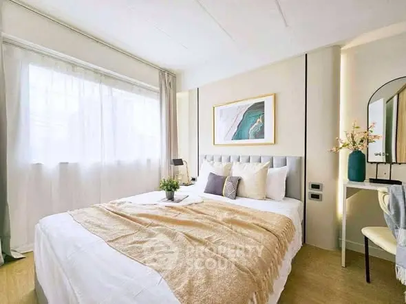 Bright and cozy bedroom with elegant decor and natural light