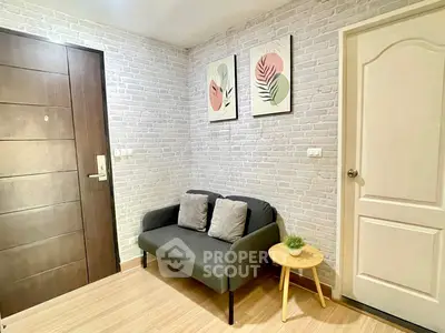 Cozy living room with modern decor and stylish brick wall design