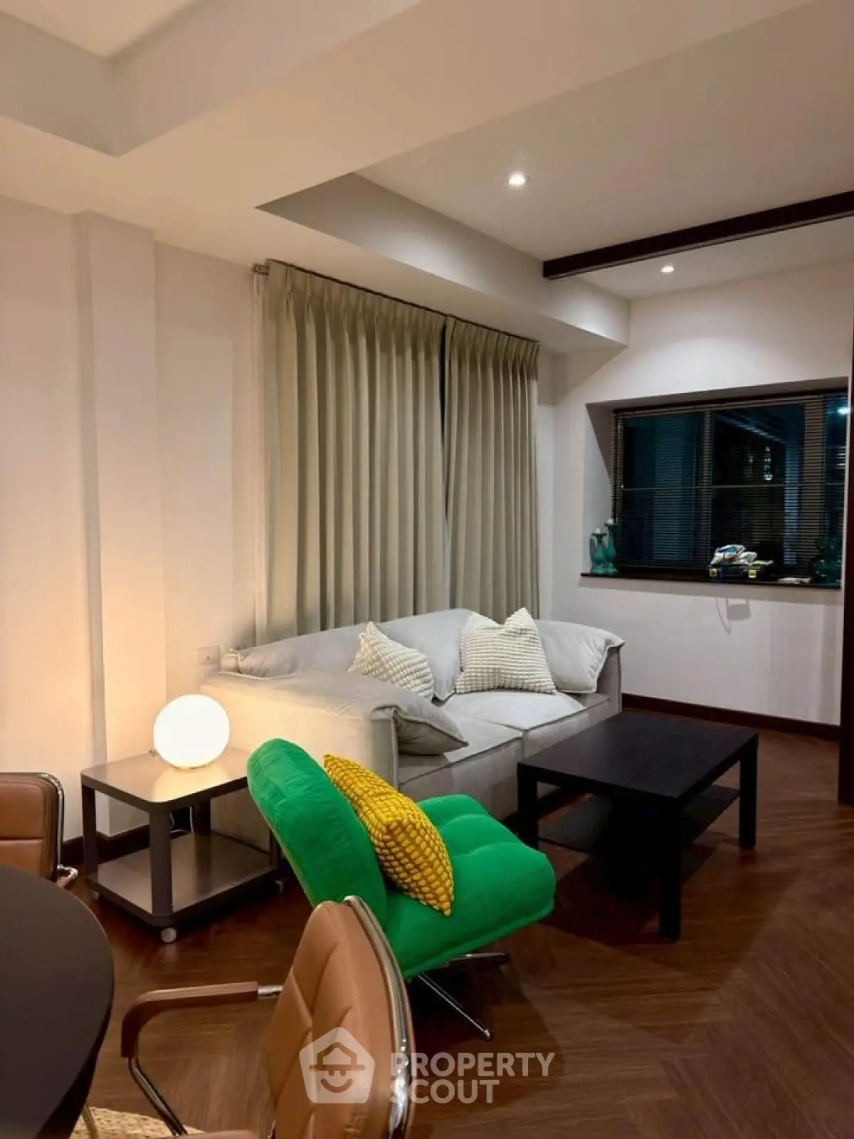 Cozy living room with modern furniture and ambient lighting