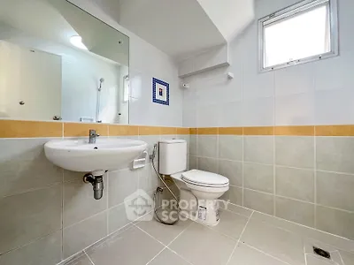 Modern bathroom with sleek fixtures and natural light