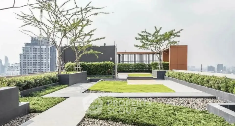 Stunning rooftop garden with city views and modern landscaping