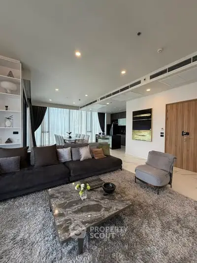 Luxurious modern living room with elegant decor and spacious layout