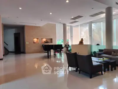 Luxurious living room with grand piano and modern decor