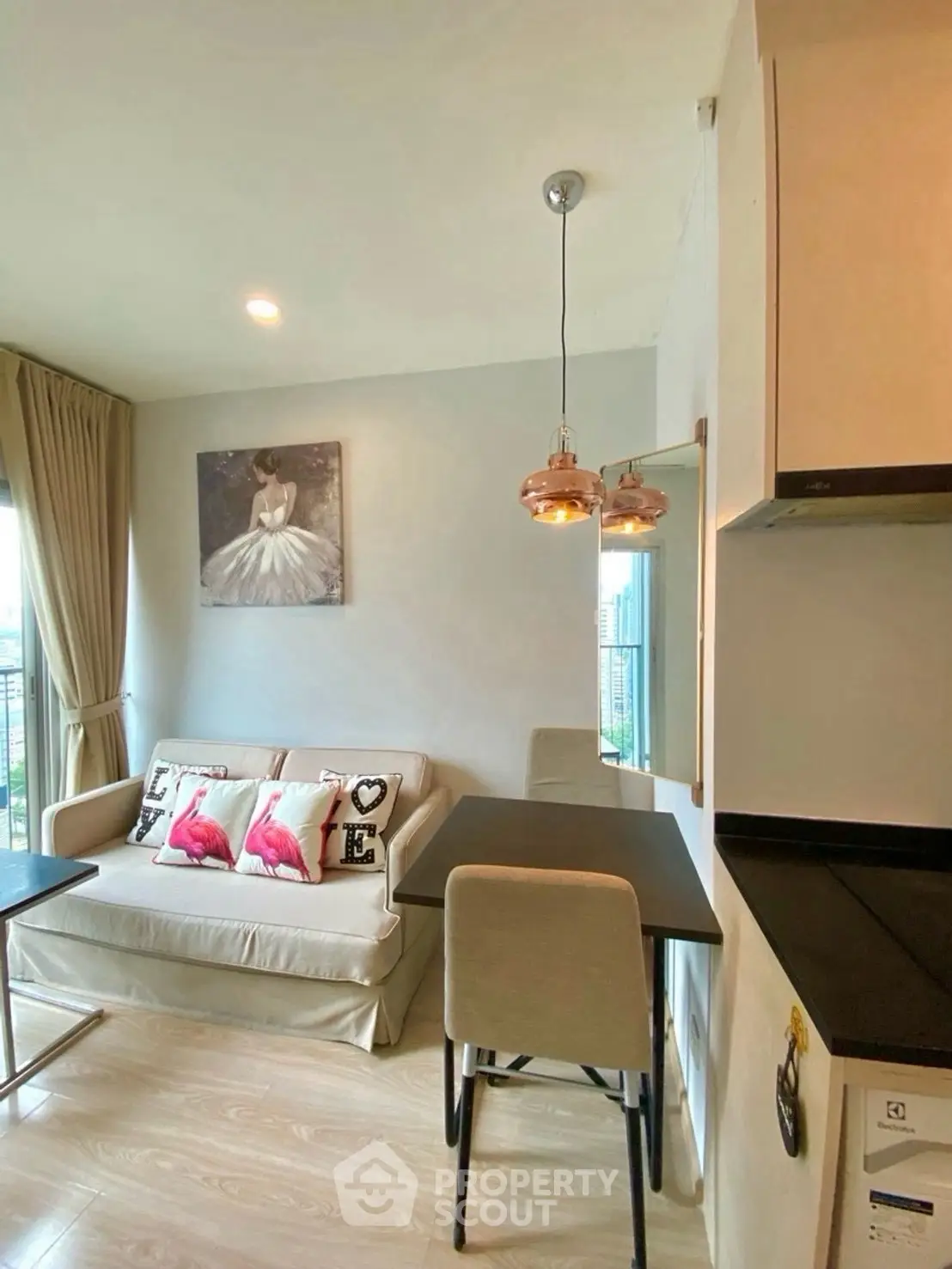 Chic modern living room with stylish decor and cozy seating area