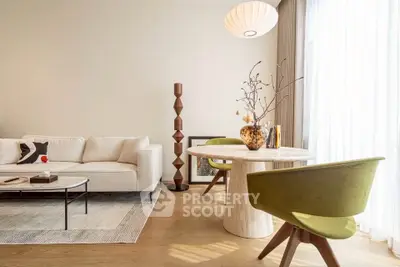 Modern living room with stylish furniture and natural light