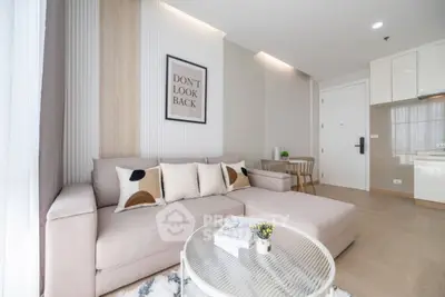Modern living room with stylish decor and cozy seating area