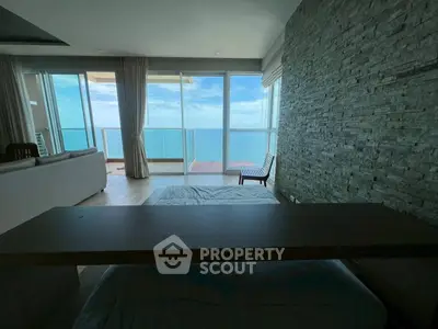 Luxurious living room with stunning ocean view and modern decor