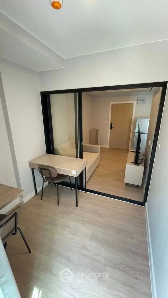 Modern apartment interior with open layout and stylish furniture