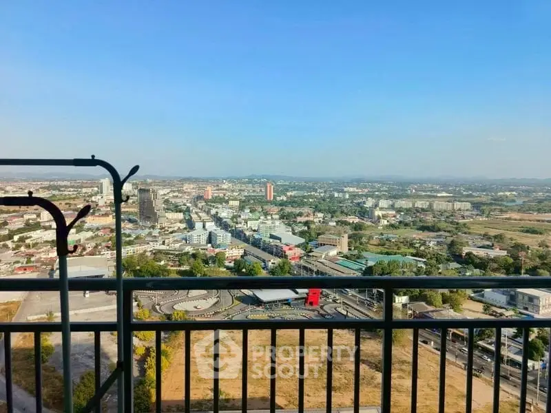 Stunning cityscape view from high-rise balcony with expansive skyline