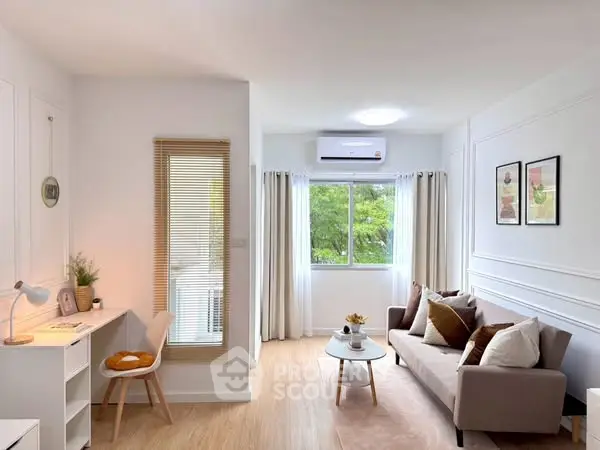 Chic and cozy living room with modern decor and natural light