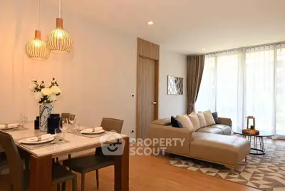 Modern living room with stylish decor and natural light