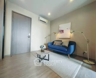 Modern living room with stylish decor and cozy seating area