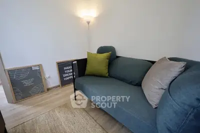 Cozy living room with modern sofa and stylish decor