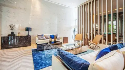 Luxurious modern living room with elegant decor and natural light