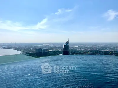 Stunning rooftop infinity pool with panoramic city skyline view
