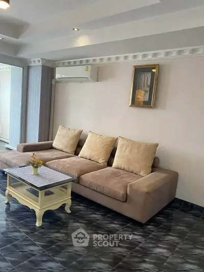 Stylish living room with modern sofa and elegant decor